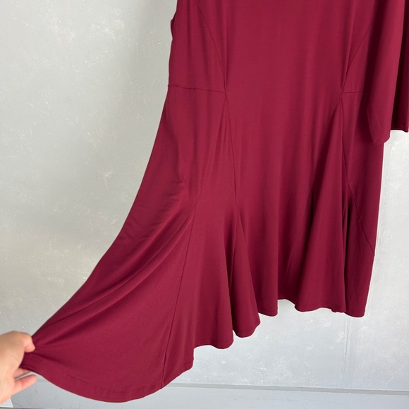 Midnight Velvet midi dress plus size 3X jersey knit fit & flare burgundy NEW - Picture 6 of 15